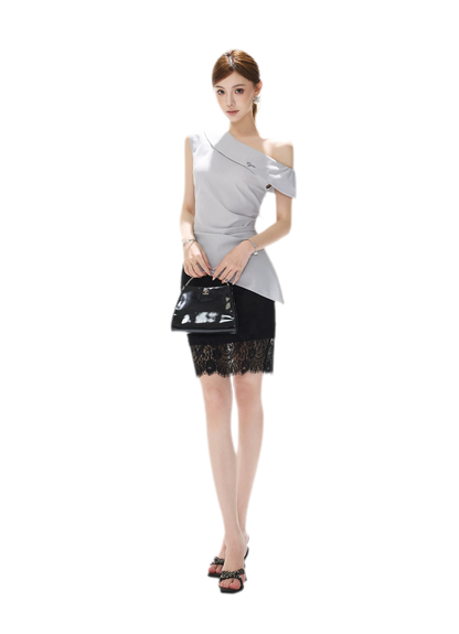 Asymmetrical Halter Blouse
