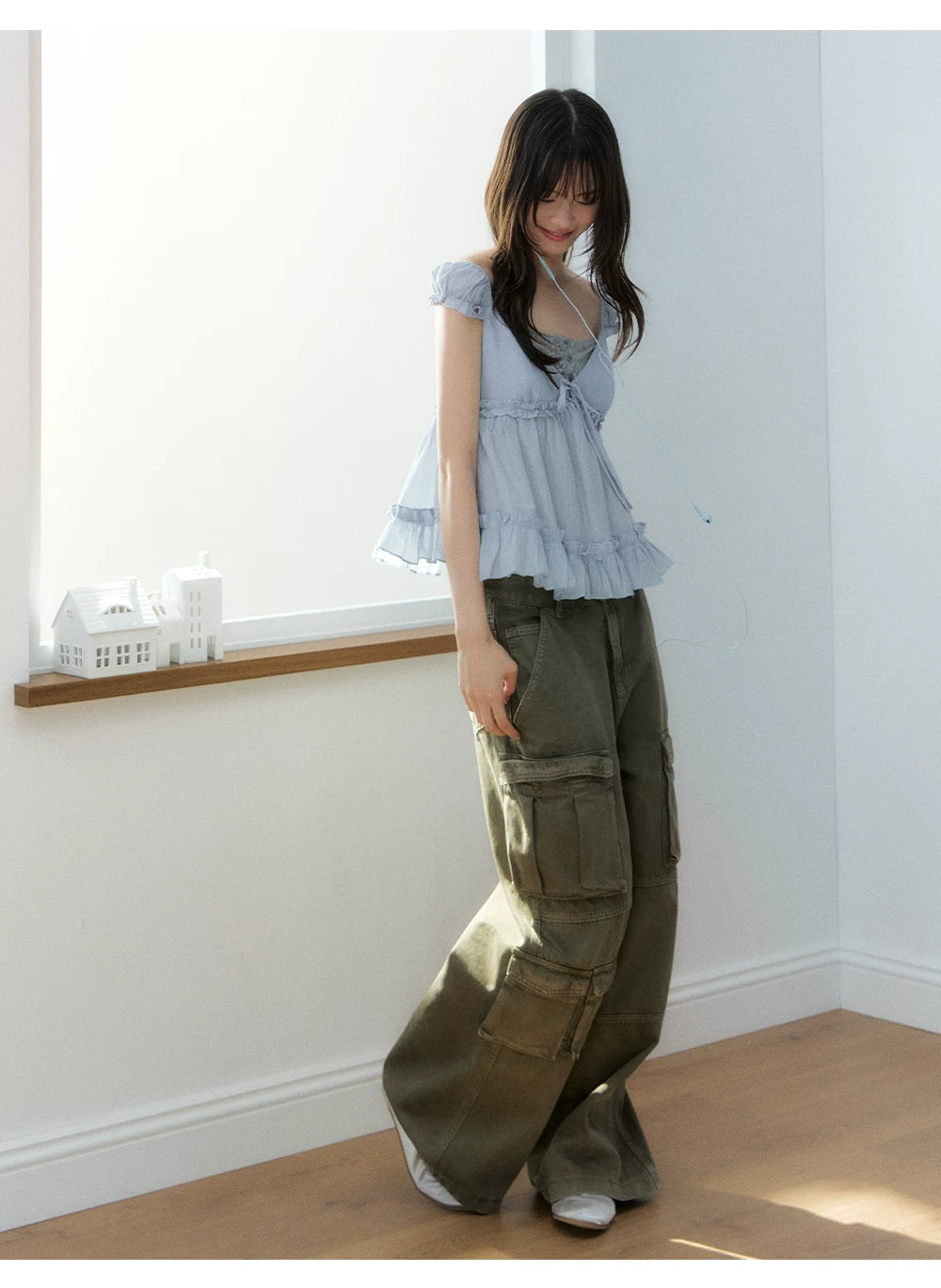 Korean Style Lace Spliced Doll Blouse