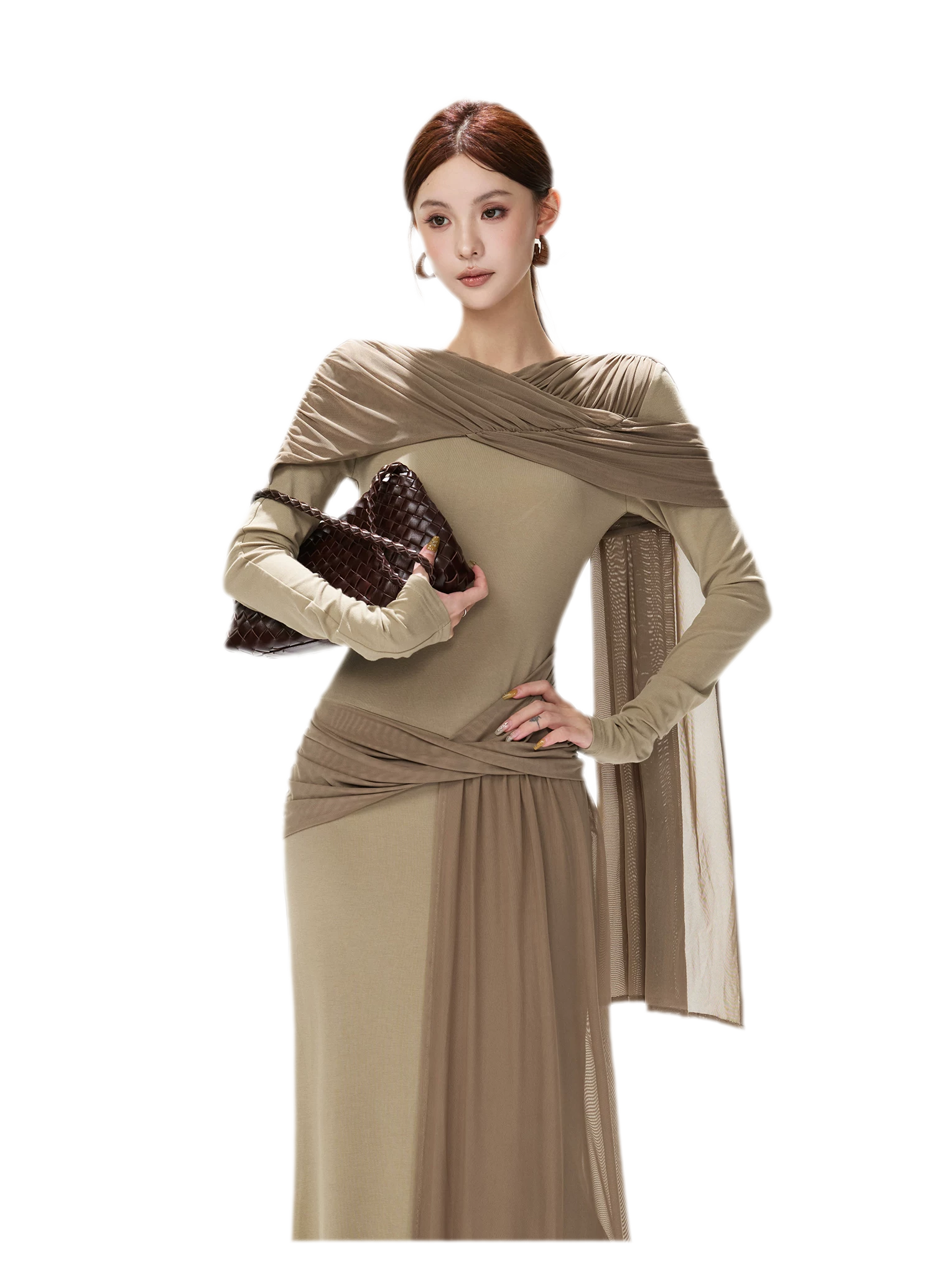 Contrast Sash Mermaid Knit Dress