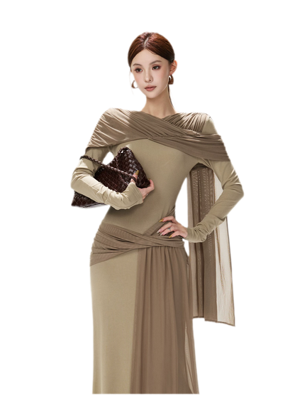 Contrast Sash Mermaid Knit Dress