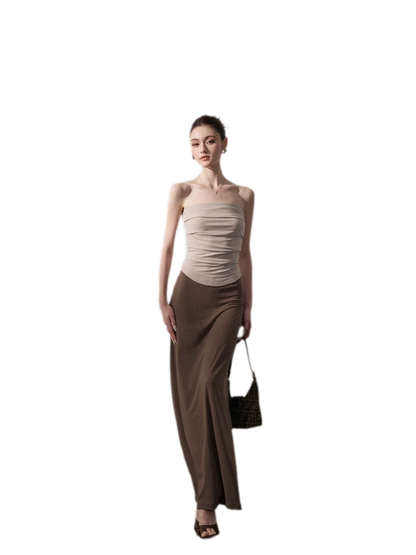 Colorblock Pleated Knit Dress