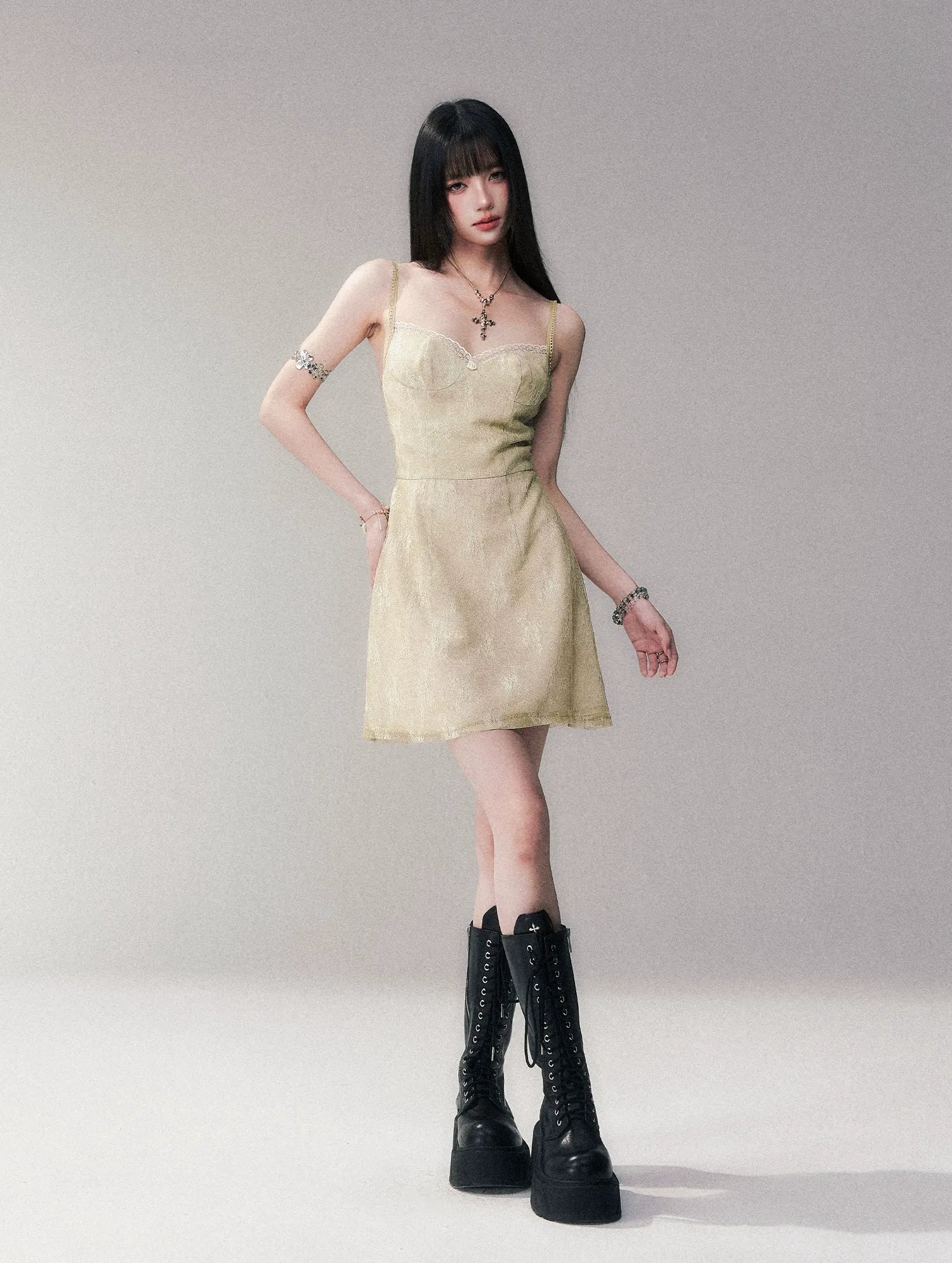 Sage Lace Mini Dress