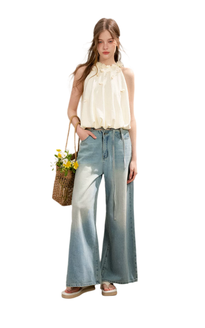 Halter A-Line Top with Floral Texture