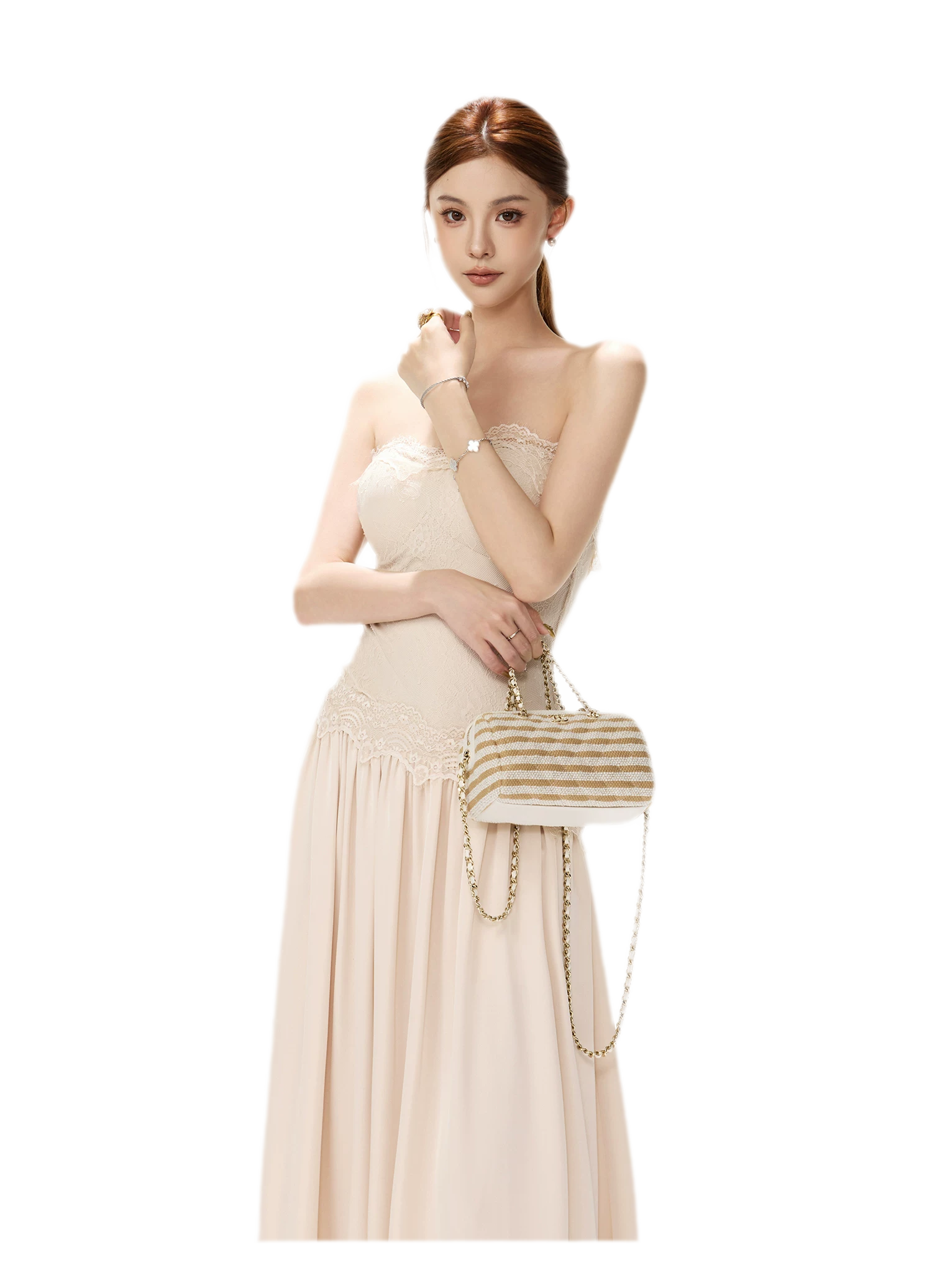 Lace Backless Satin Dress