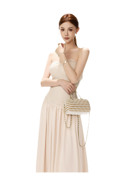Lace Backless Satin Dress