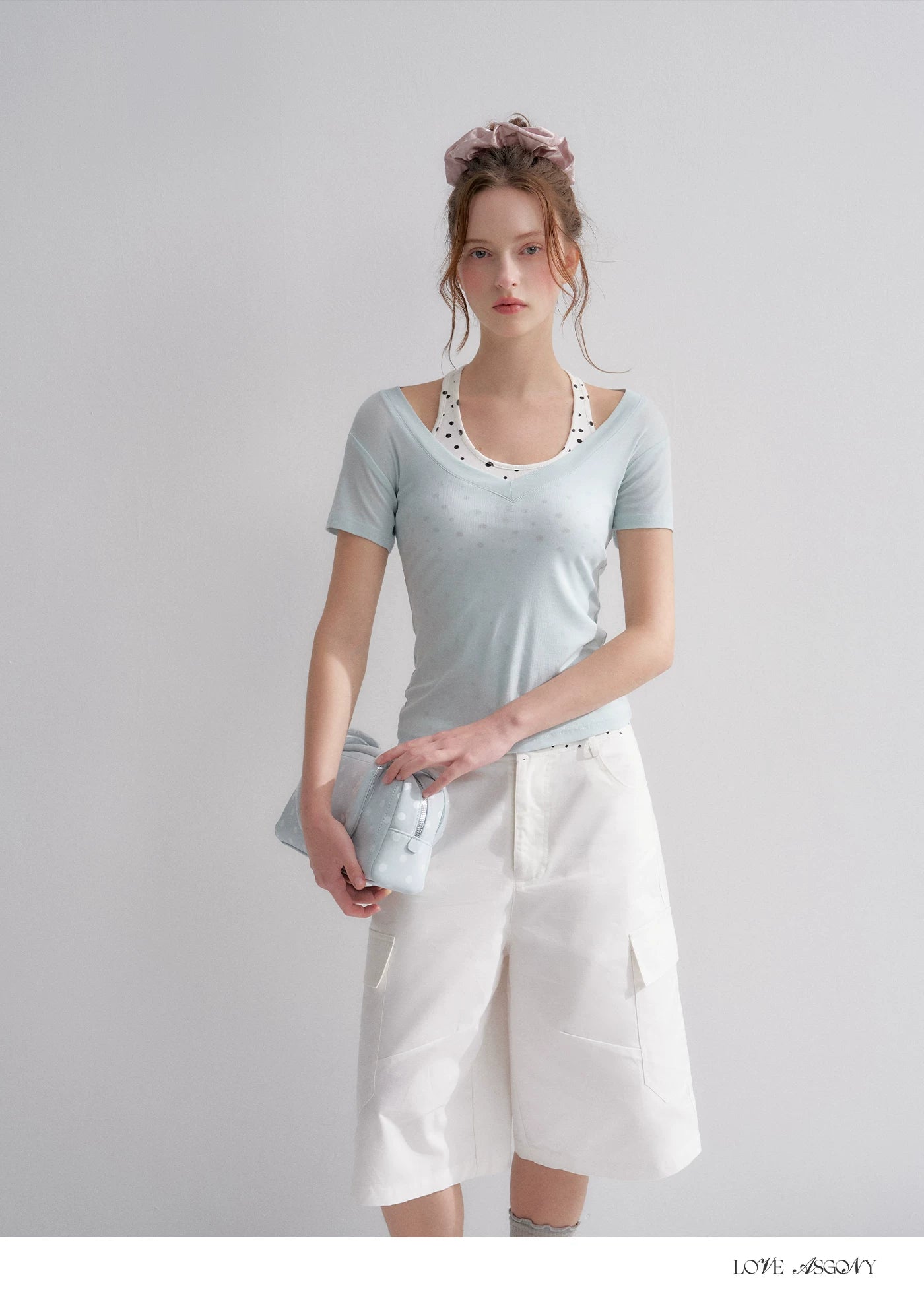 Blue V-Neck Slim Fit Short Sleeve T-Shirt
