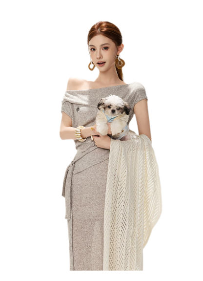 Melange Tie-Waist Skirt Set