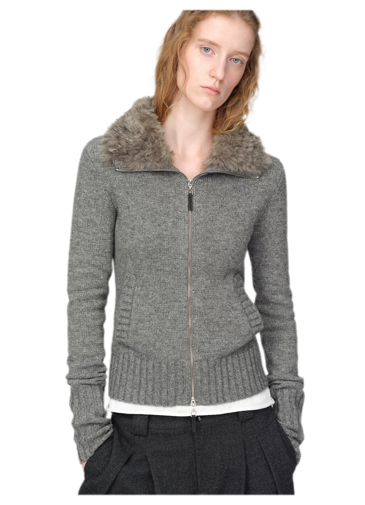 Wool Ribbed Fitted Cardigan