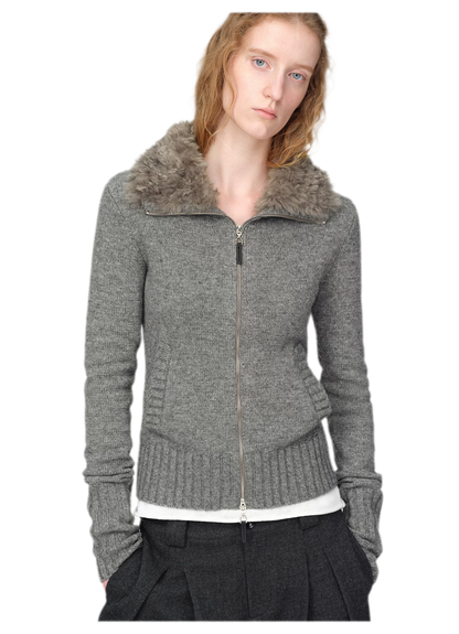 Wool Ribbed Fitted Cardigan