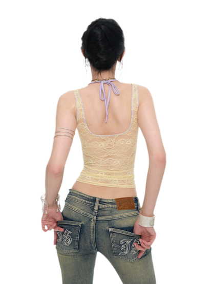 Y2K Lace Halter Camisole