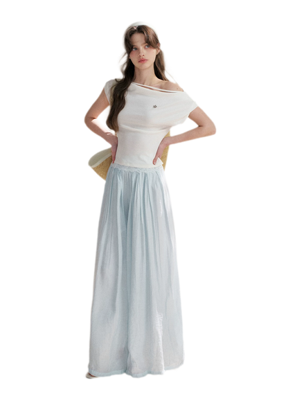 Lace Trim Asymmetric Short Sleeve T-Shirt