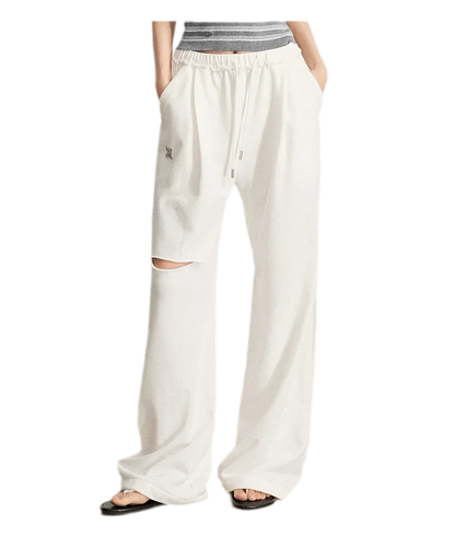 Distressed Wide-Leg Pants