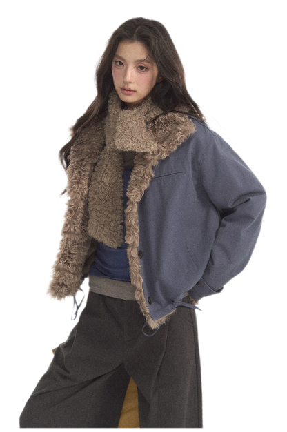 Faux Lamb-Wool Patchwork Jacket