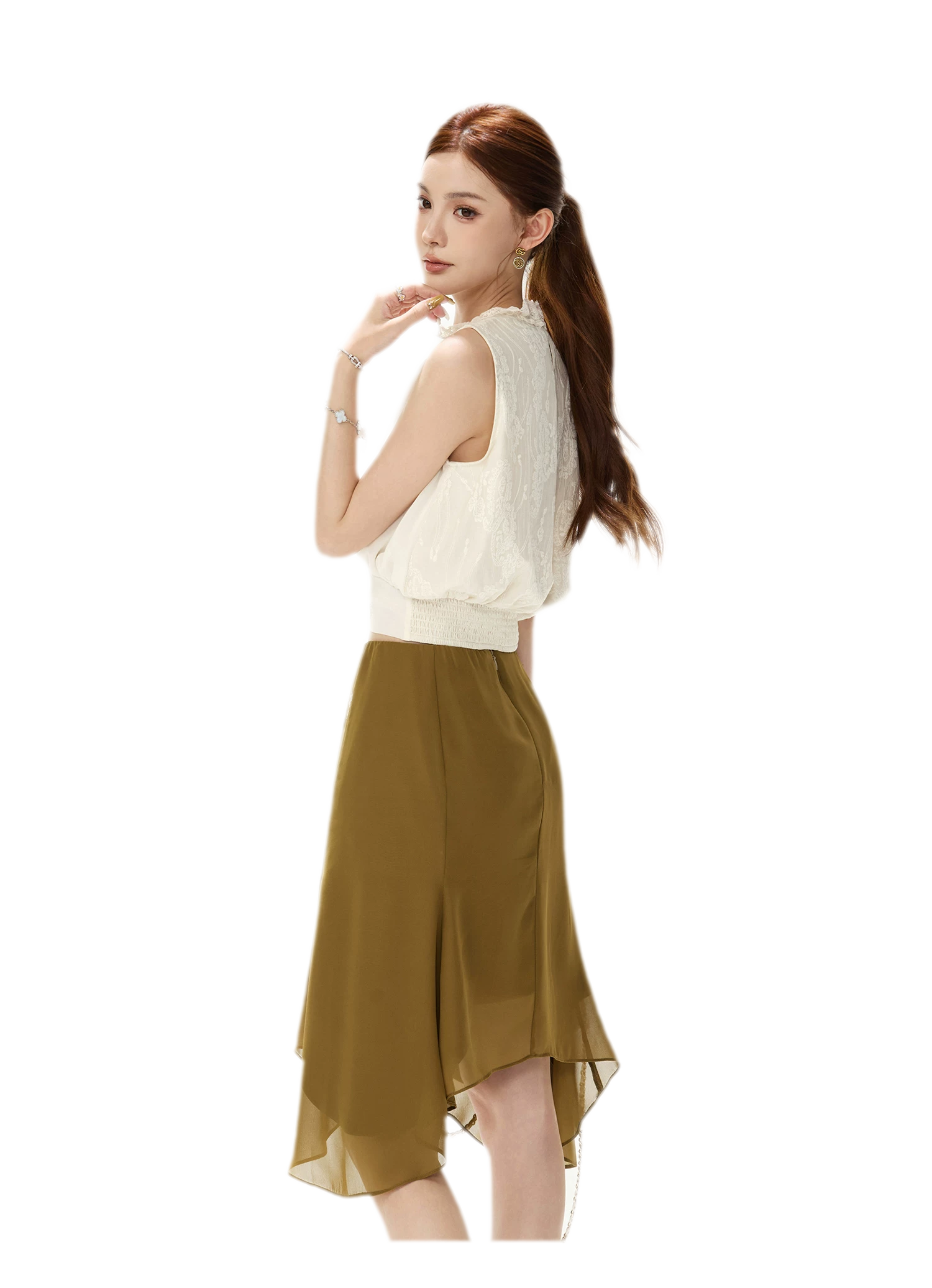 Layered Chiffon A-Line Skirt