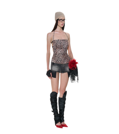 Leopard Tie-Back Halter Top