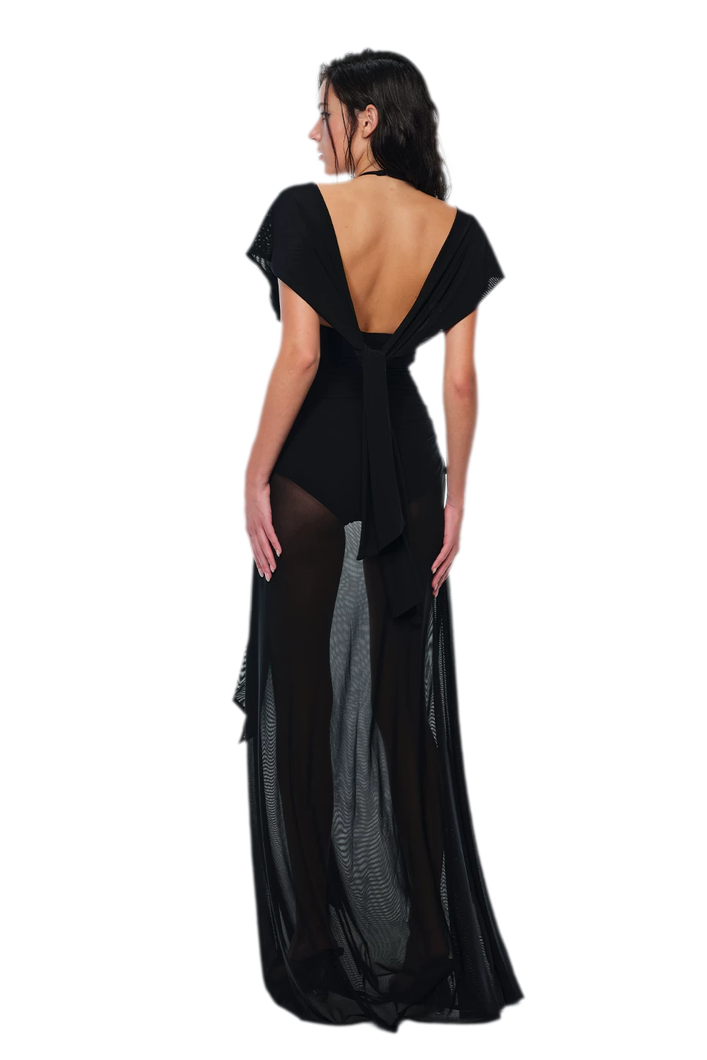 Robe en tulle transparent dos nu