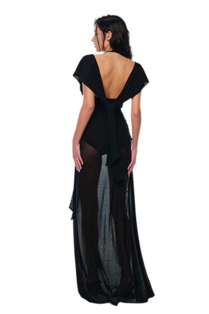 Robe en tulle transparent dos nu