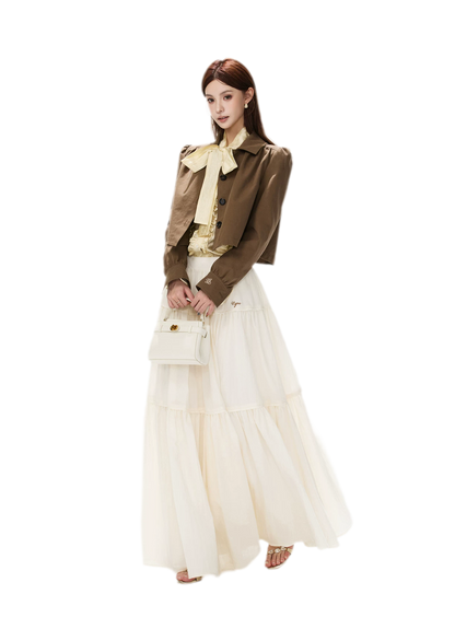 Vintage Puff Sleeve Cropped Jacket