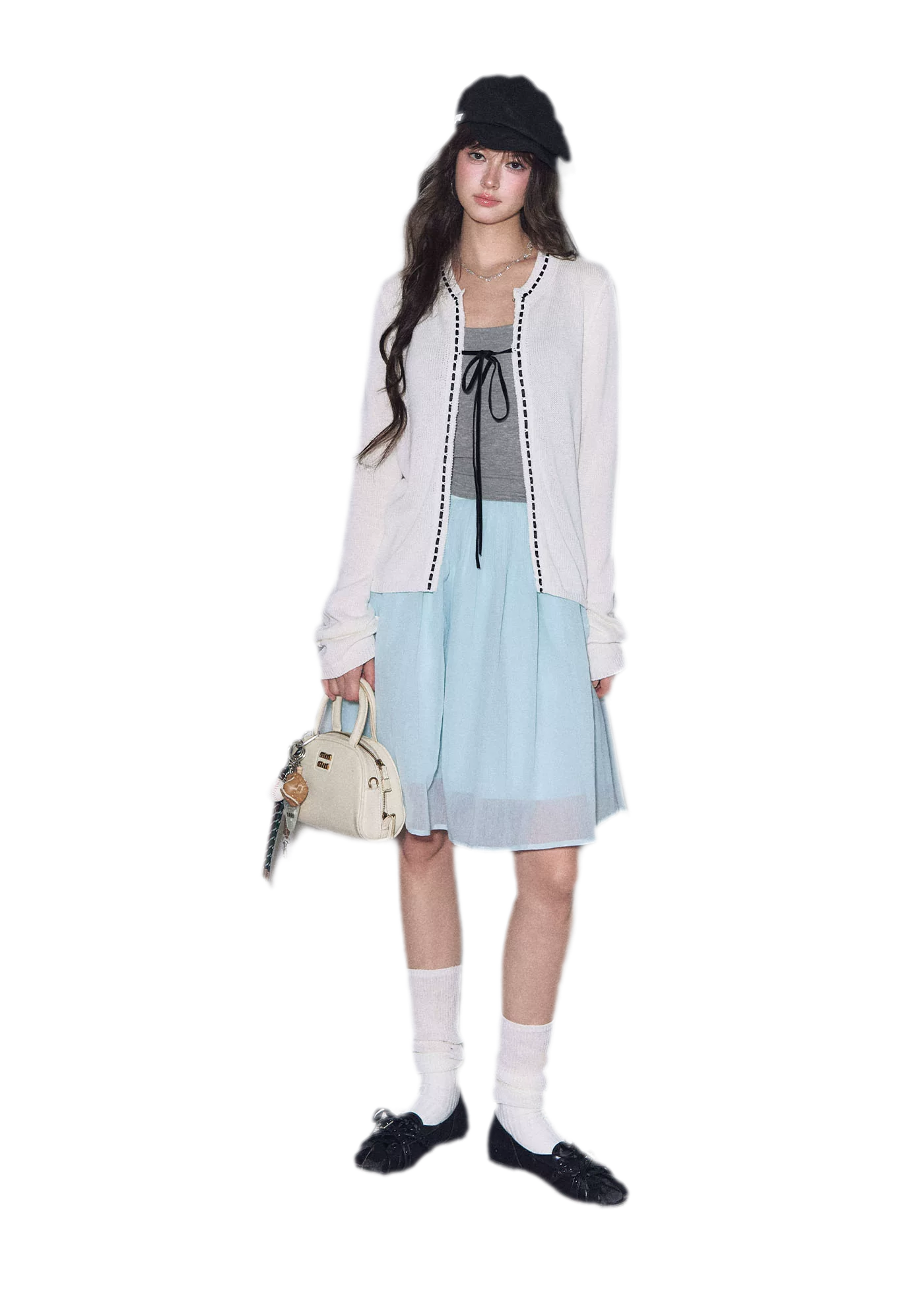 Fine Knit Contrast Trim Cardigan
