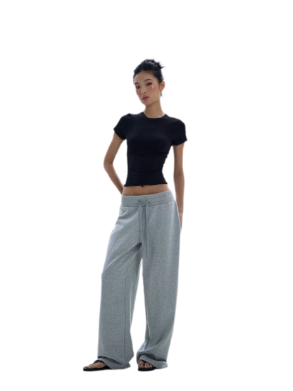 Wide-Leg Drawstring Sweatpants