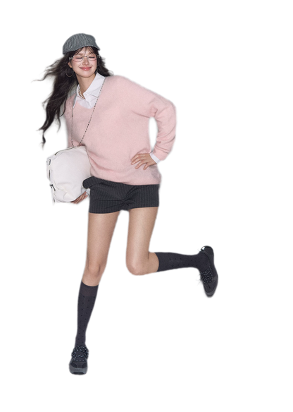 Brushed V-Neck Wool Sweater