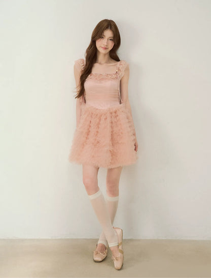 Lace Ruffle Tulle Dress