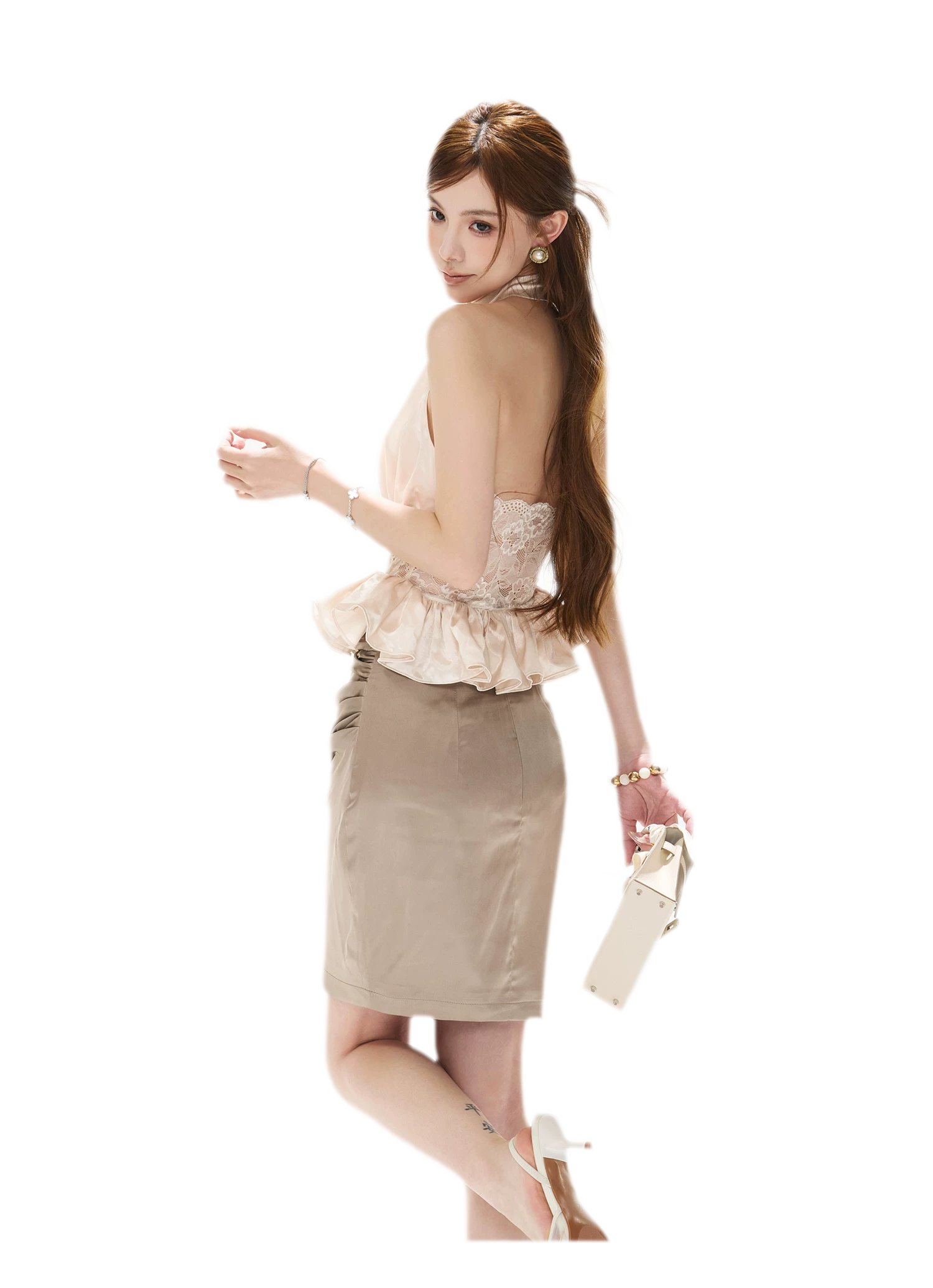 Draped Button Mini Skirt
