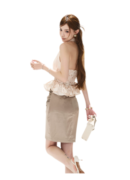 Draped Button Mini Skirt