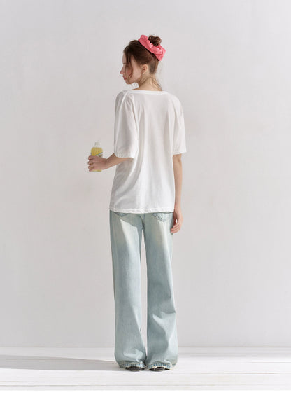 Starry Crystal Wide-Leg High-Waist Jeans