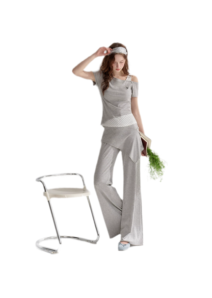 Lyocell Polka Faux Two-Piece Set