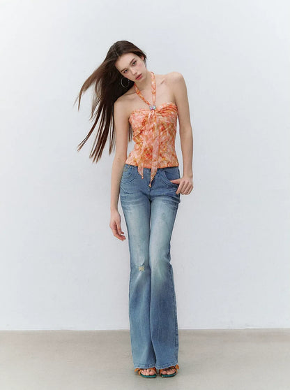 Model Vintage Washed Slim Flared Jeans