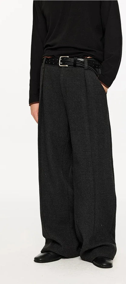 500G Houndstooth Pleated Wide-Leg Pants