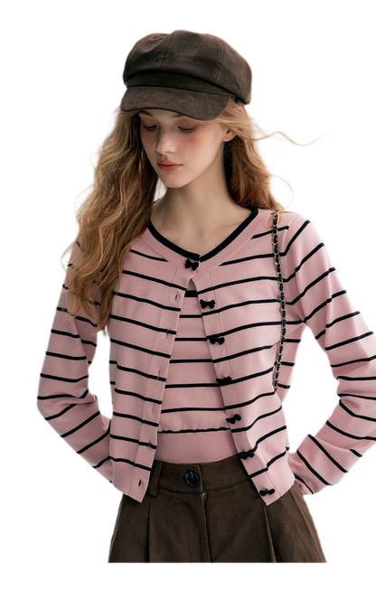 Striped Knit Cami Cardigan Set