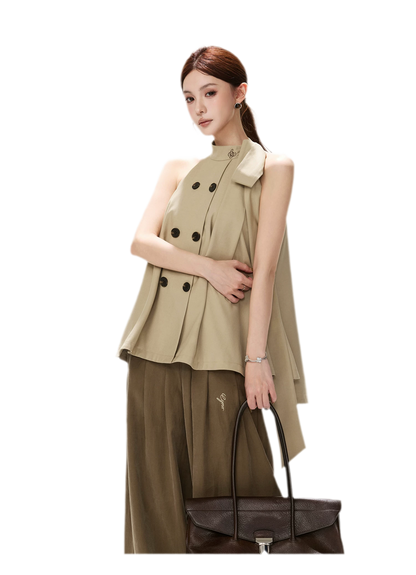 Twill Asymmetric Halter Top