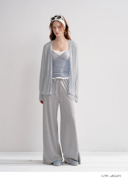Lyrical Lace Spliced Cross Mesh Camisole Top