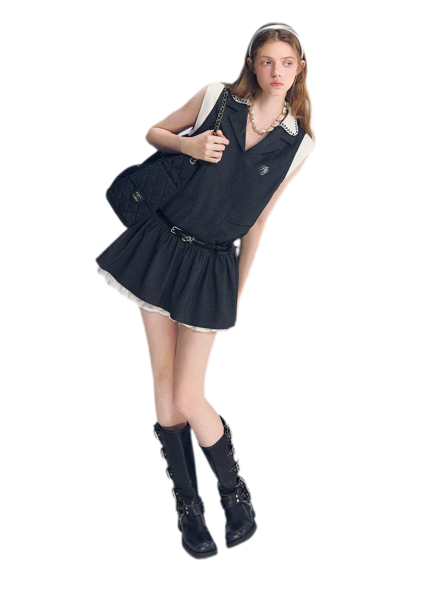 Contrast Collar Cami Dress