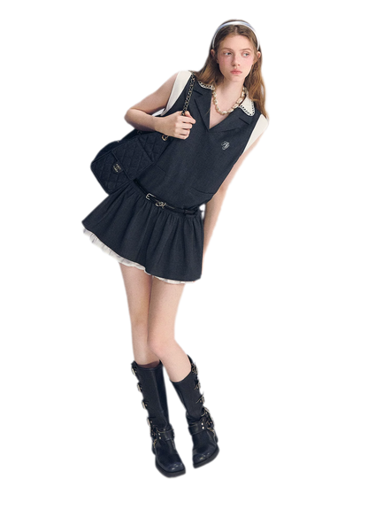 Contrast Collar Cami Dress