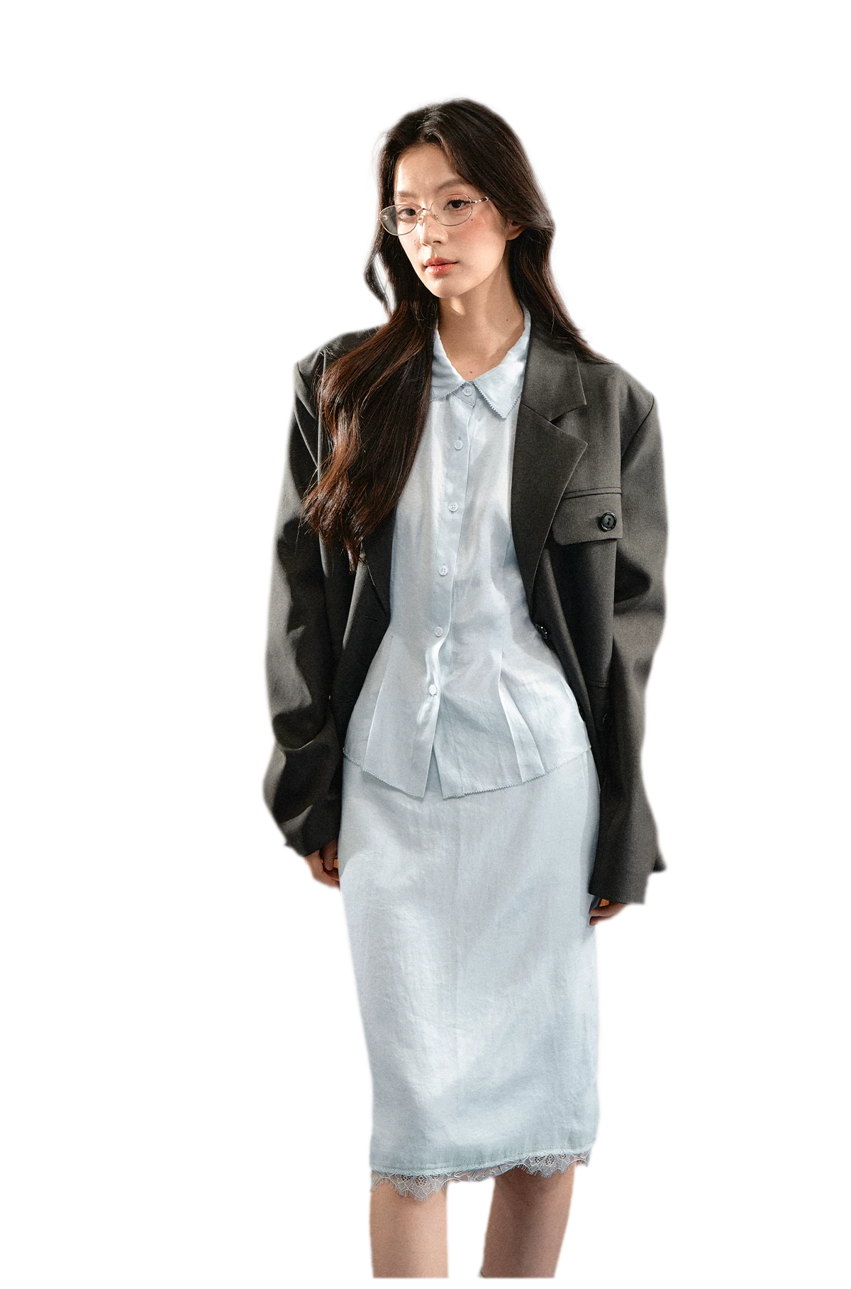 Linen Bubble Sleeve Top Skirt