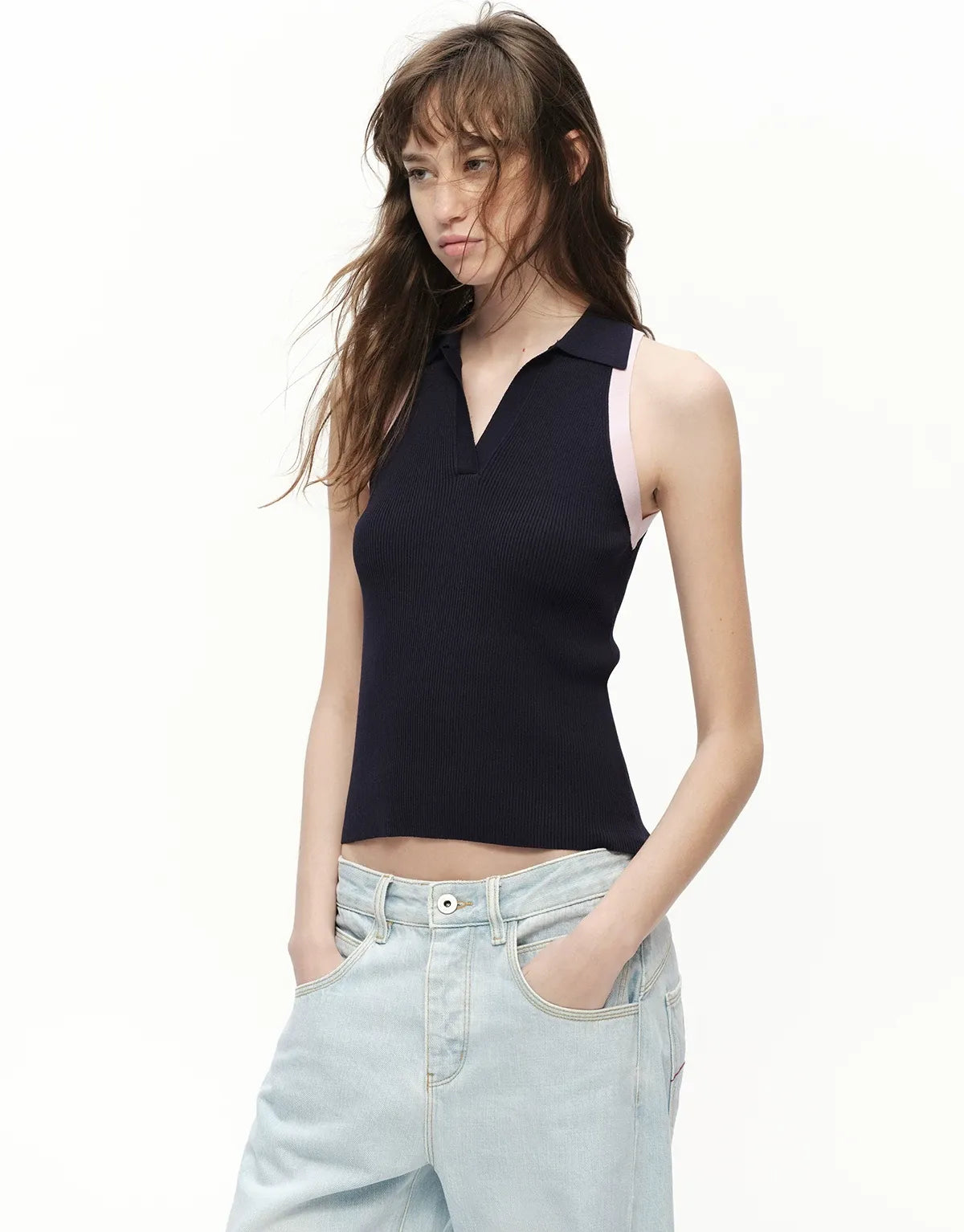 Contrast Rib Polo Tank