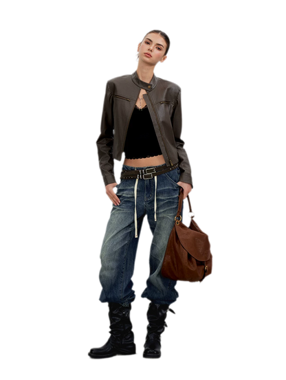 Vintage Wash Wide-Leg Jeans