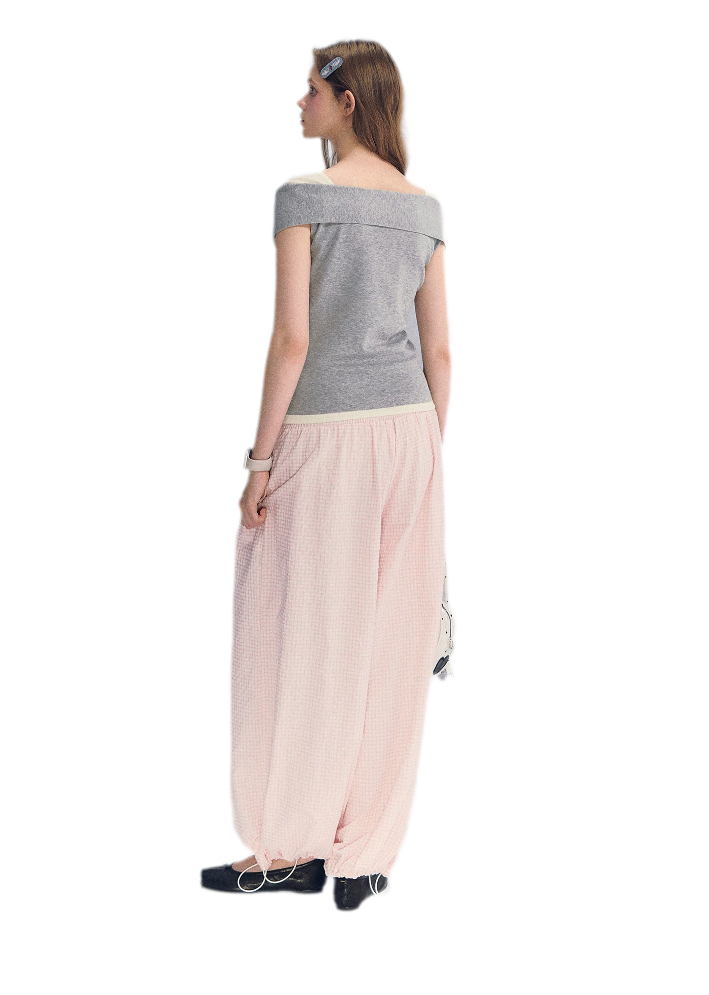 Colorblock Off-Shoulder Tee