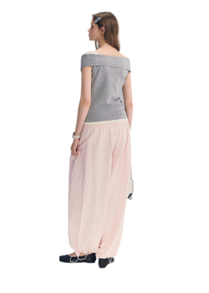Colorblock Off-Shoulder Tee