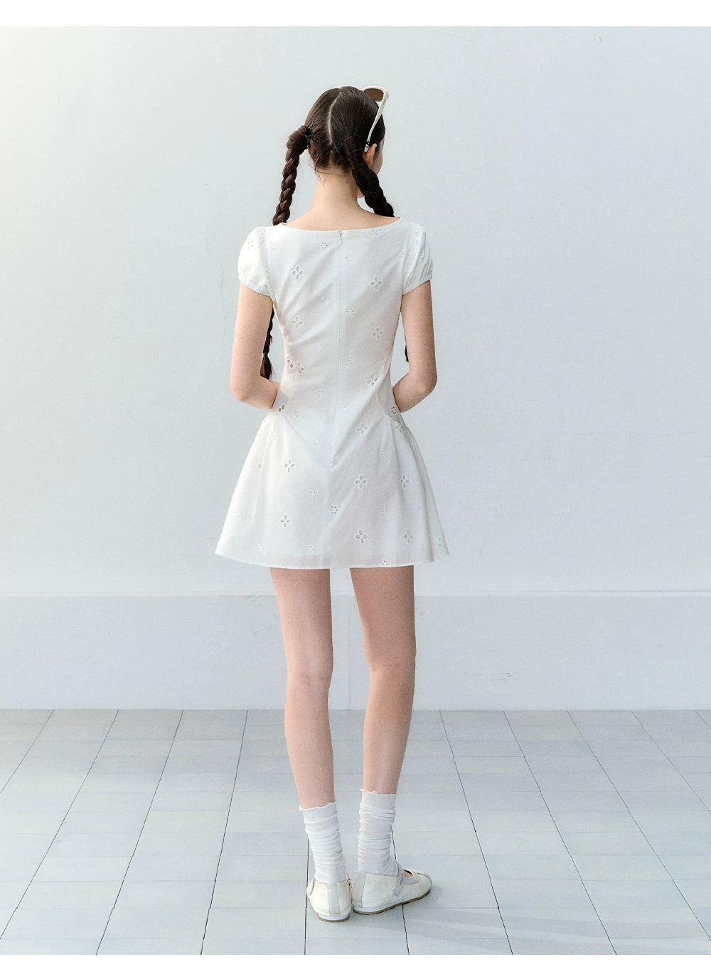Vintage Embroidered Tie Waist Dress