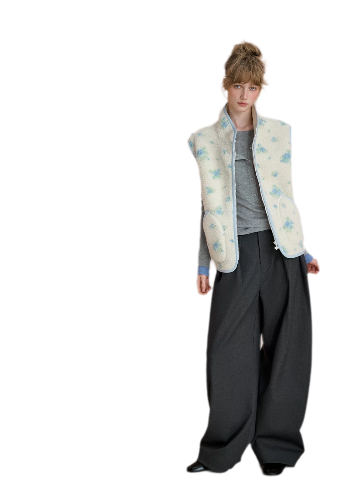 Double Pleat Curved Trousers