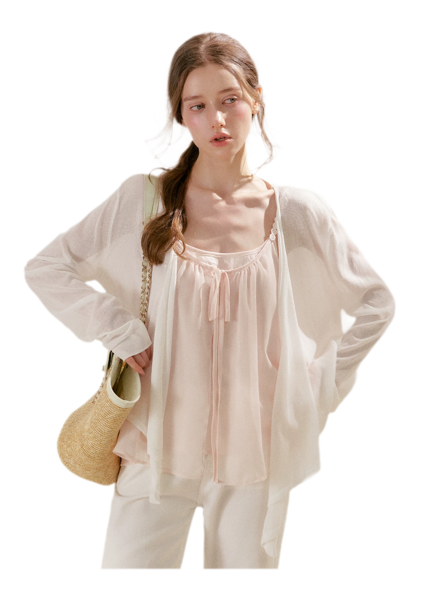 French Holiday Chiffon Top