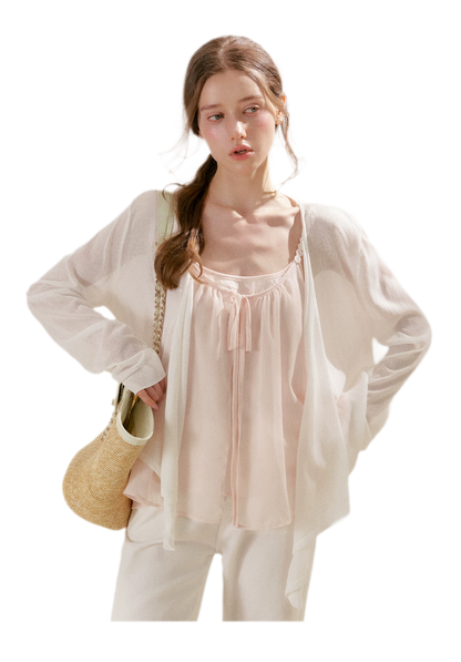 French Holiday Chiffon Top