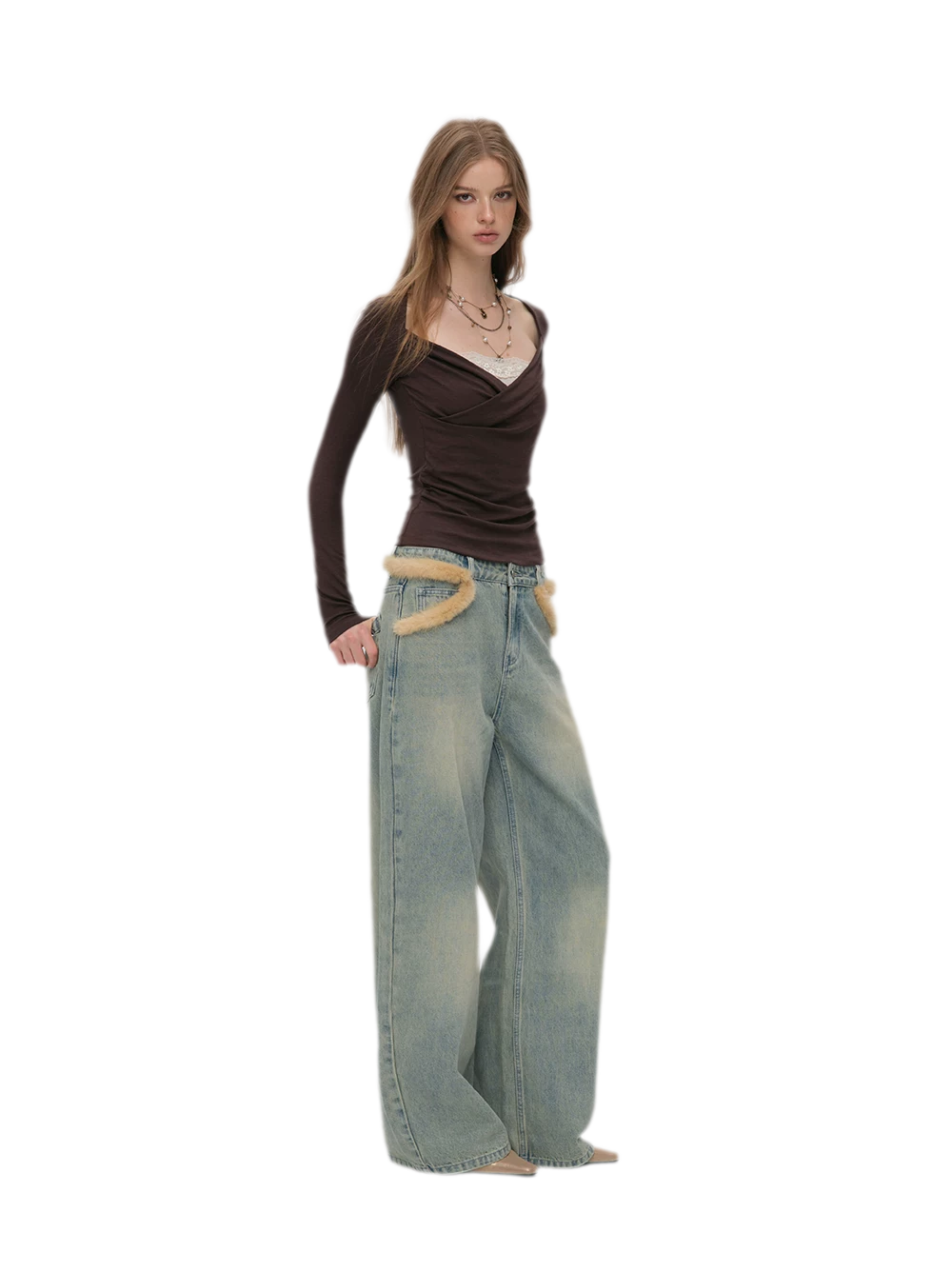 Vintage Washed Wide-Leg Jeans