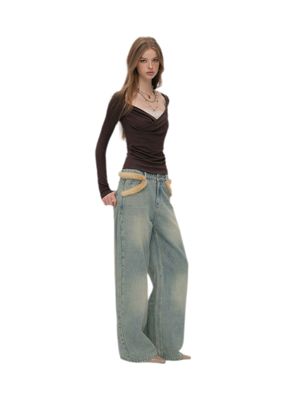 Vintage Washed Wide-Leg Jeans