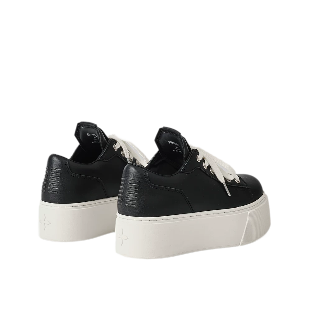 Sculptural Leather Thick-Soled Sneakers