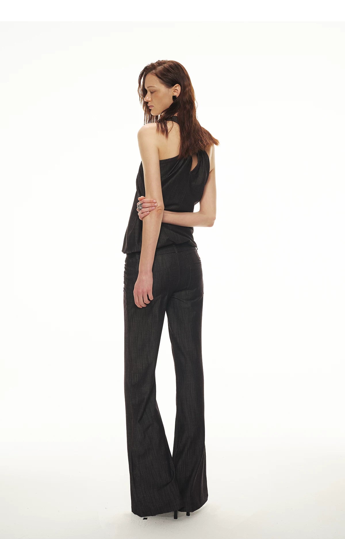 Tencel Hollow Halter Top &amp; Flared Pants Set